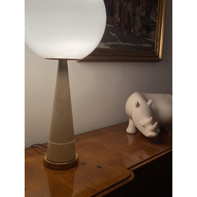 Conic Parchment and Brass Table Lamp, France, 1960s For Sale - Image 6 of 18