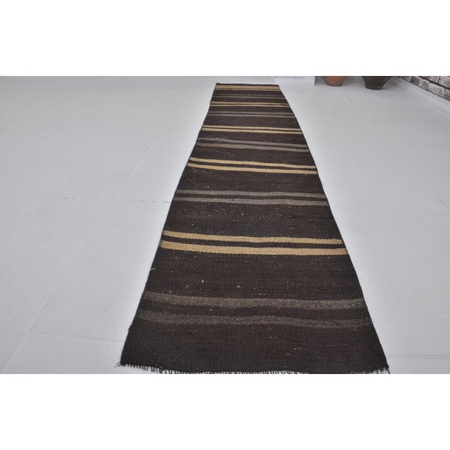 Kurdish Vintage Stripe Kilim For Sale In Phoenix - Image 6 of 10