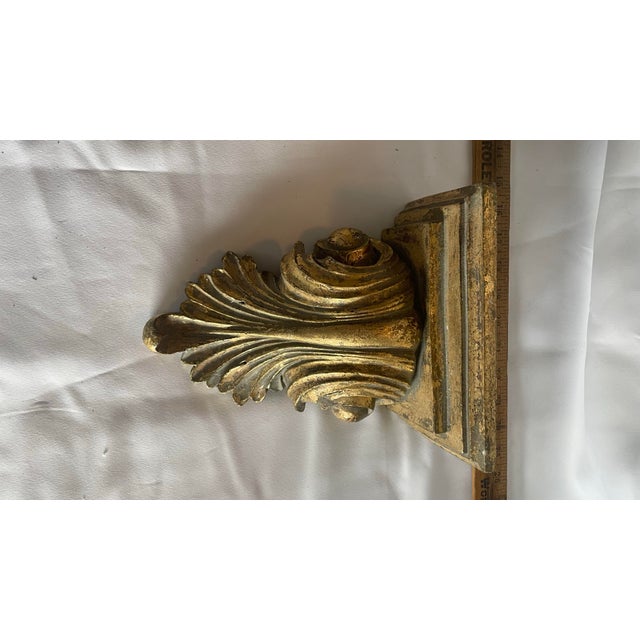 Vintage Ornate Faux Gold Giltwood Wall Sconces For Sale - Image 4 of 6