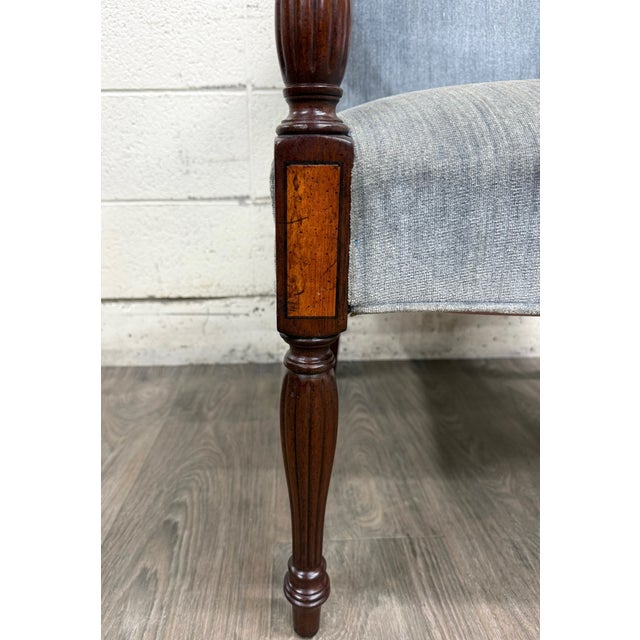 Traditional Vintage Federal Style Inlaid Mahogany Lolling Armchair For Sale - Image 3 of 10