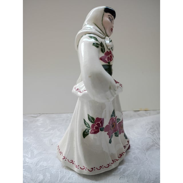 Folk Art Vintage Mid-Century Ceramic Arts Studio Dancing Polish Lady Figurine For Sale - Image 3 of 6