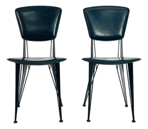 Pair of “Archirivolto” Leather and Metal Chairs for Fasem, Italy, 1987