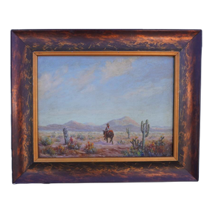 Herbert Sartelle (1885-1955) - Man on a Horse - Santa Fe , New Mexico - Oil on Board