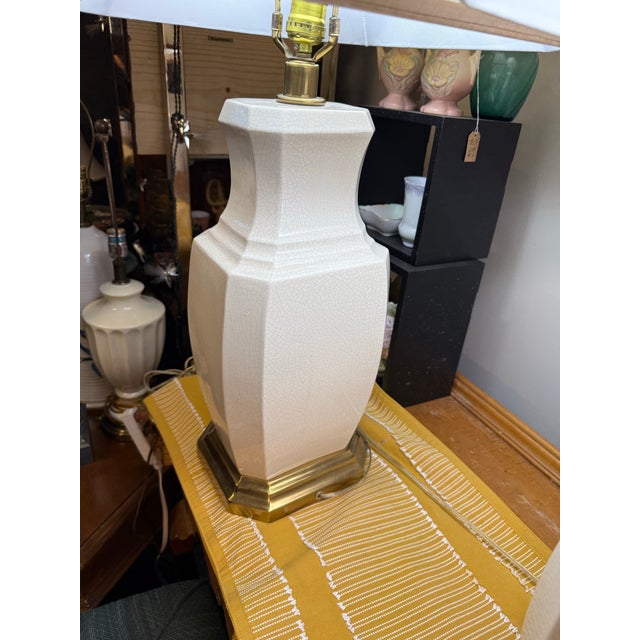 Ceramic 1960s Hollywood Regency Crackle Glaze Lamp Pair For Sale - Image 7 of 11