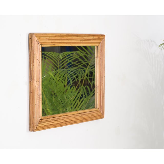 Mid-Century Rectangular Bamboo and Rattan Mirror from Vivai Del Sud, Italy, 1960s For Sale - Image 9 of 13