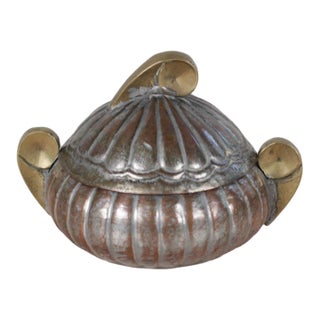 Early 20th Century Antique Chinese Copper and Brass Lidded Box For Sale
