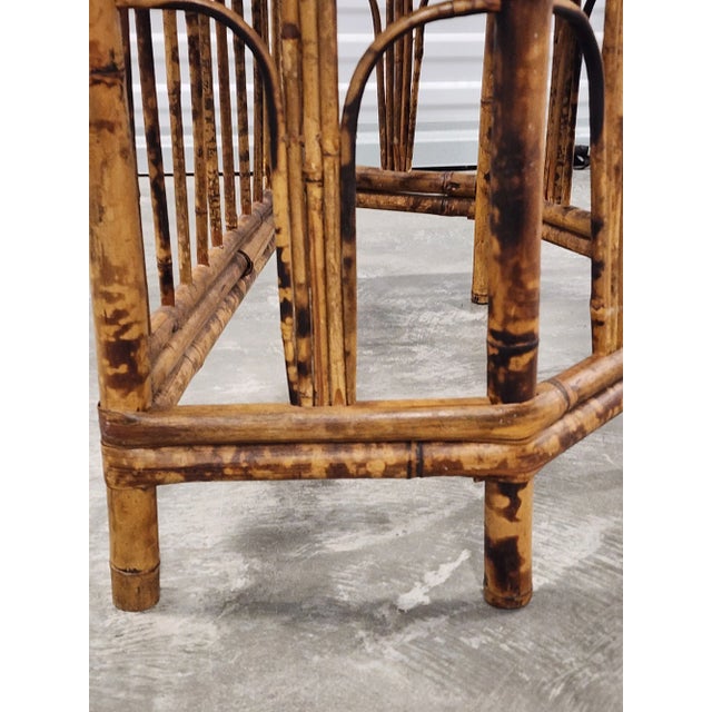 Mid Century Burnt Bamboo Demi-Lune Table For Sale - Image 13 of 13