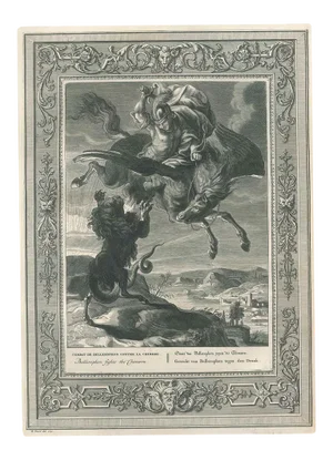Combat de Bellerophon contre la Chimere, from ''Le Temple des Muses'' 1742