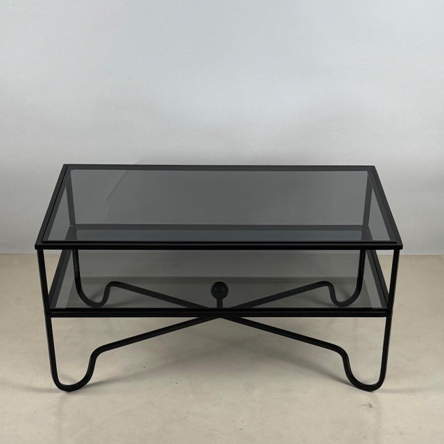 Smoked Glass 'Entretoise' 2-Tier Cocktail Table by Design Frères For Sale In Los Angeles - Image 6 of 10