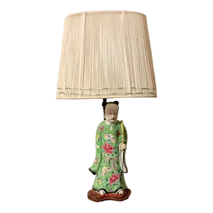 Antique 18th Century Chinese Export Famille Rose Porcelain Immortal Figure Mounted as a Lamp