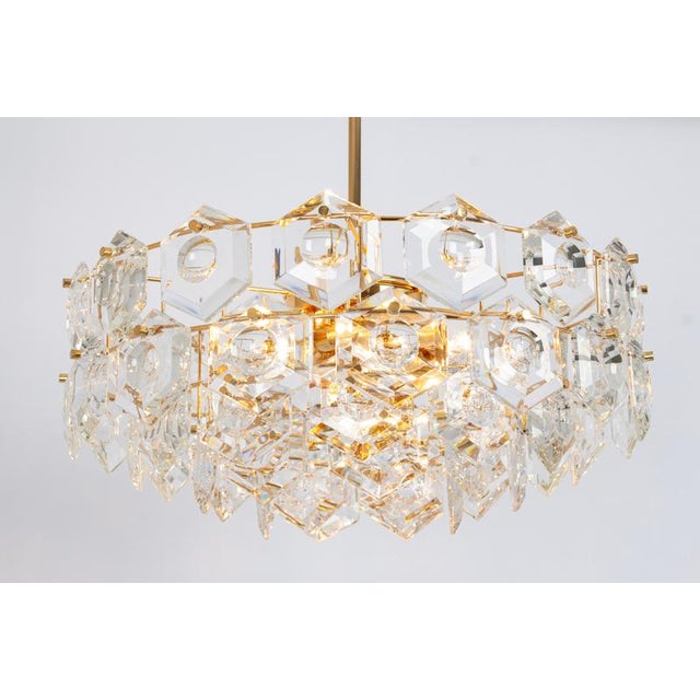 Gold Chandelier Gilt Brass and Crystal Glass from Kinkeldey, Germany, 1970s For Sale - Image 8 of 15