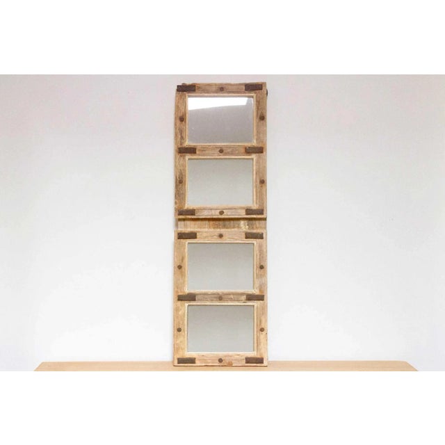 Antique Bleached Teak Window Mirror For Sale In Los Angeles - Image 6 of 10