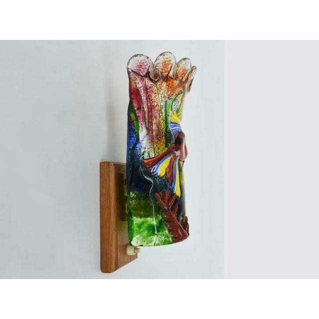 Metal Massive Colored Murano Glass Aquario Wall Lights by Archimede Seguso for Seguso, 1960, Set of 2 For Sale - Image 7 of 9
