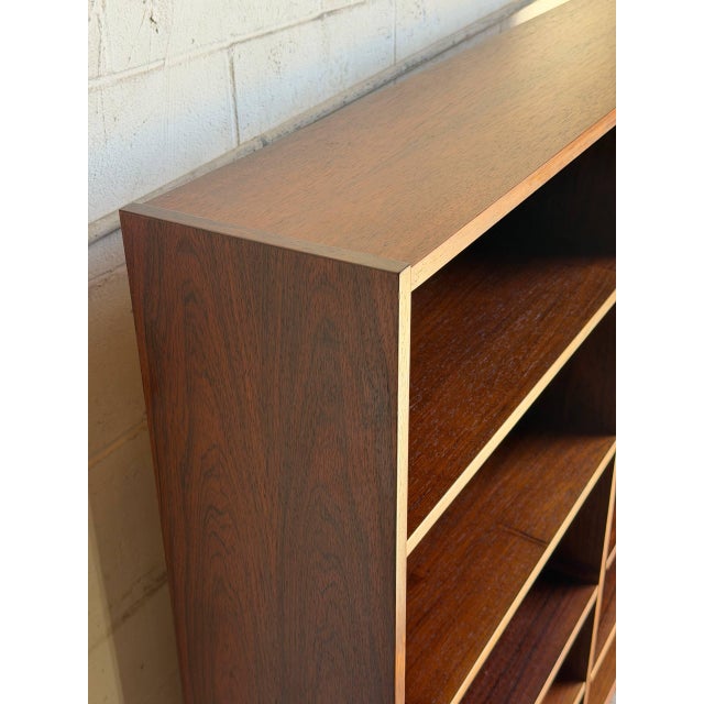 Rosewood Bookcase Large Open Double Column Shelving Unit Vintage Denmark 1960s For Sale In Los Angeles - Image 6 of 8