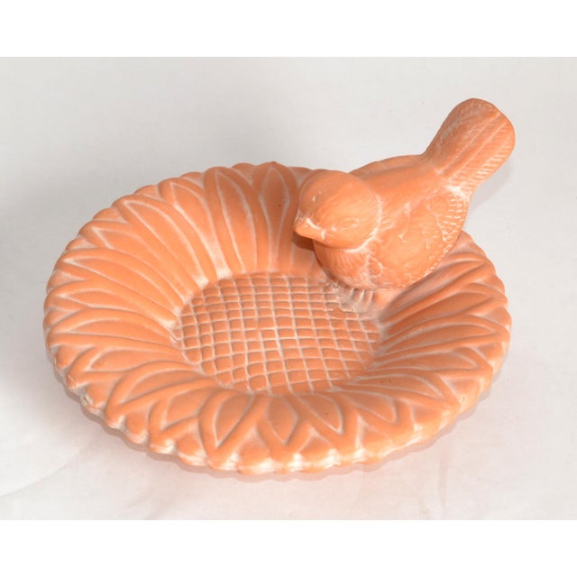 Late 20th Century Ceramic natural tan-brown Pottery Bird Bath, Planter, Feeder or decorative Bowl. No Markings. In very...