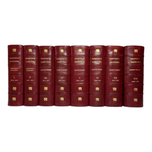 1960s Illustrated Red Leather Octavo Volume Set, Randolph S. Churchill and Martin Gilbert's the Life of Winston S. Churchill - 8 Books