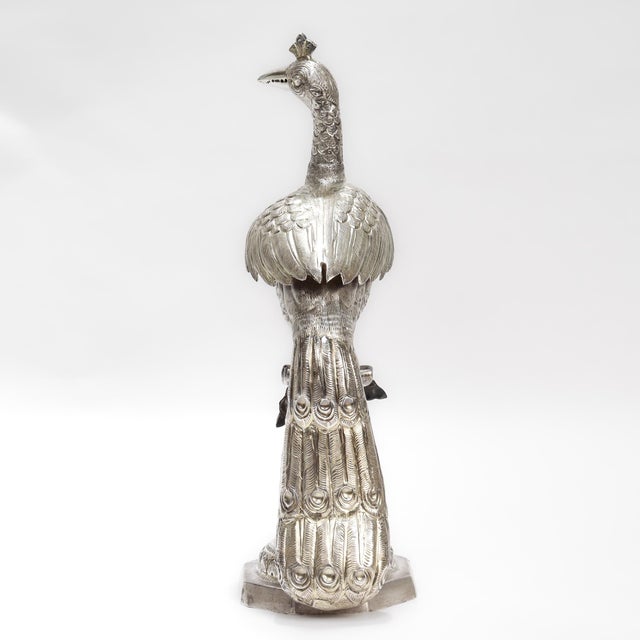 Indian Antique Kutch or Ottoman Silver Peacock or Bird of Paradise Rose Water Sprinkler For Sale - Image 3 of 8