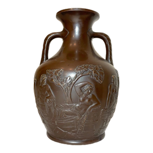 Antique 1800 Bing & Grondahl Bronze Patinated Figural Terracotta Pottery Vase 49