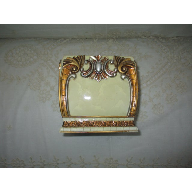 This is a Gorgeous! Vintage Hollywood Regency Ornate Pearlize Faux Marble With Bronze & Silver Accents Tissue Cover that...