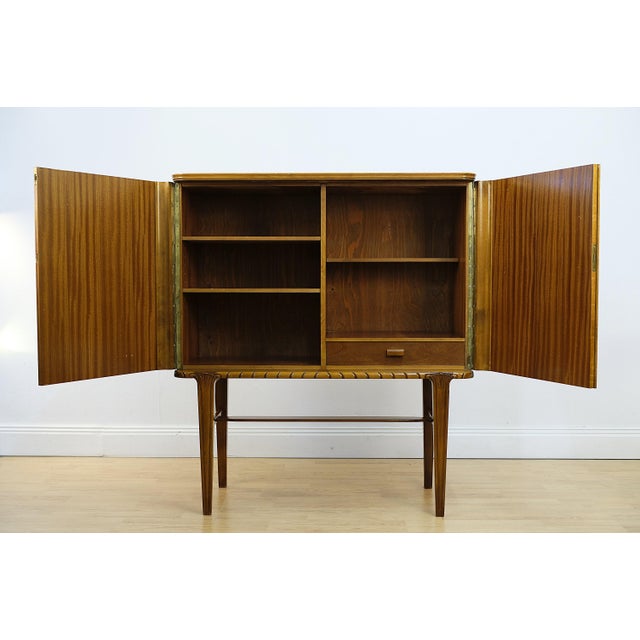 Brown Swedish Gold Cabinet with Christian Lacroix Wallpaper, 1950s For Sale - Image 8 of 11