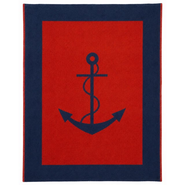 Asprey for Cunard Nautical Anchor Wool Blanket For Sale - Image 9 of 10
