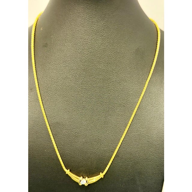 Vintage 20 Pointer White Diamond Necklace 14 Karat Yellow Gold, 18 Inch Long For Sale - Image 18 of 18