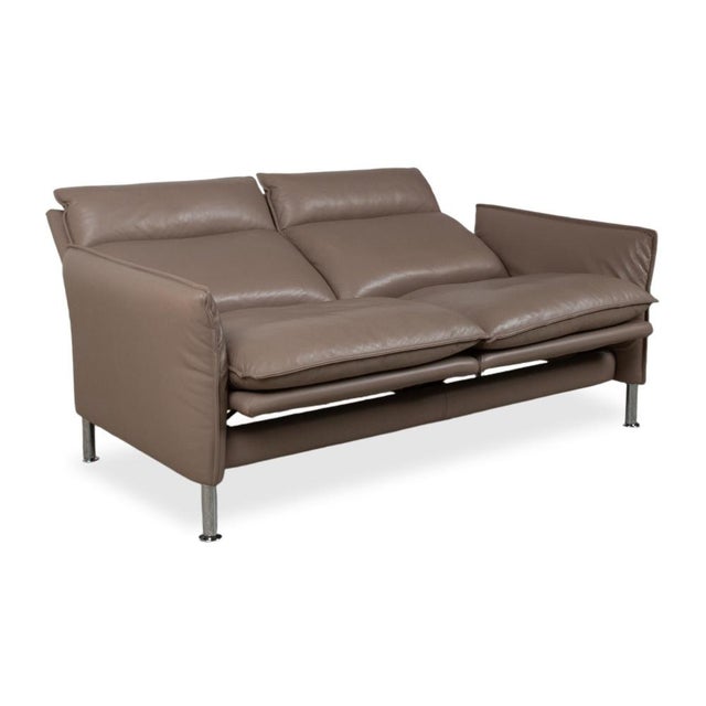Brown Taupe Porto Leather Armchairs and Ottoman with Manual Function from Erpo, Set of 4 For Sale - Image 12 of 18