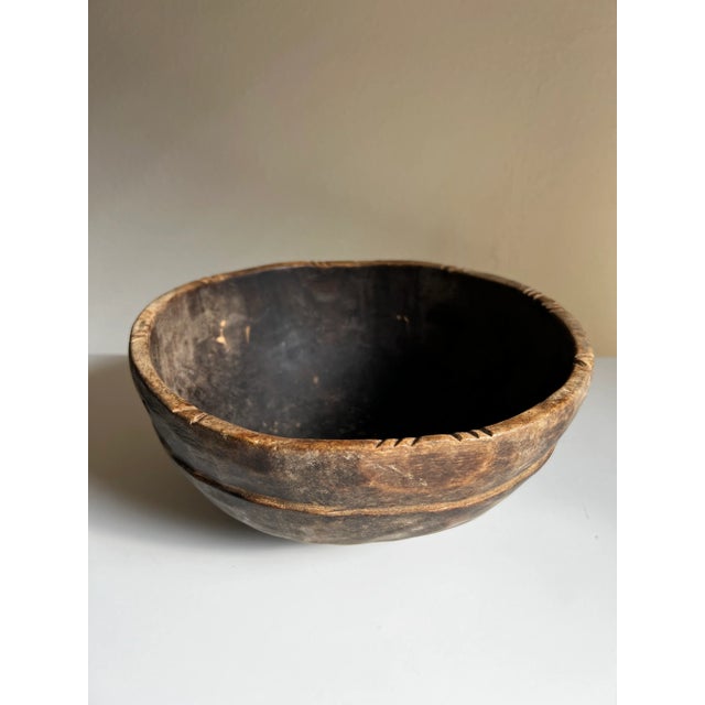 Vintage African Wooden Milk Bowl No2 For Sale - Image 4 of 8