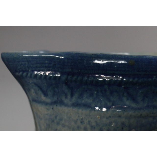 Blue & White Antique 19th Century Stoneware Jug With Embossed Cows For Sale - Image 9 of 12