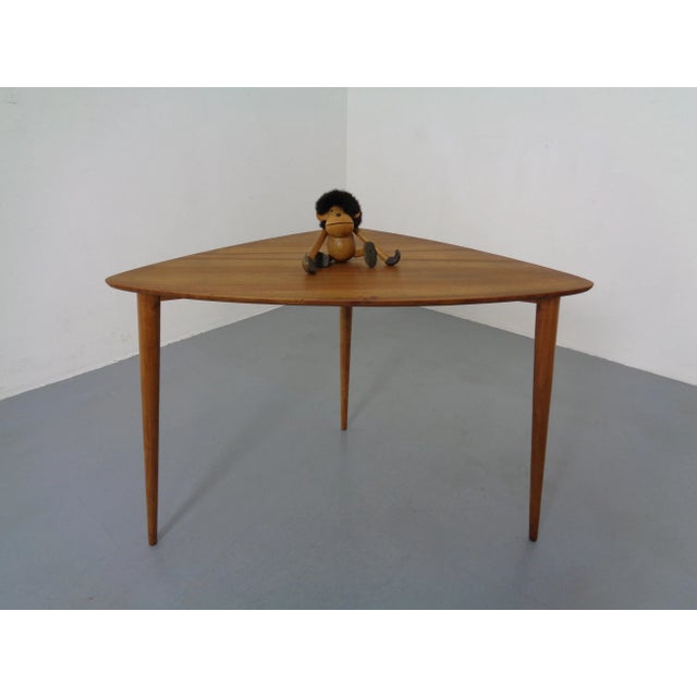 Mid-Century Triangular Teak Side Table, 1960s For Sale - Image 16 of 17
