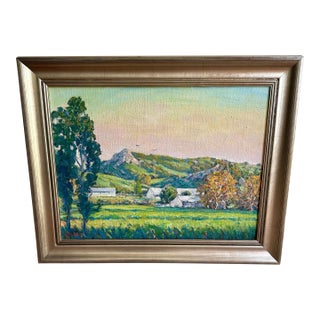 Modern Gary Ray Plein Air Oil Linen Wood Frame Signed California Landscape Painting For Sale