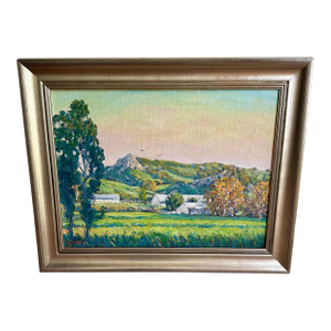 Modern Gary Ray Plein Air Oil Linen Wood Frame Signed California Landscape Painting