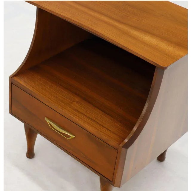 Brown Mid-Century Modern Light Walnut One Drawer Step Nightstands - a Pair For Sale - Image 8 of 10