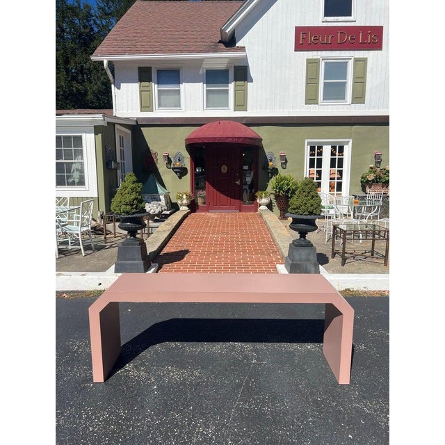 Post Modern Mauve Laminated Waterfall Sofa Table For Sale - Image 11 of 18