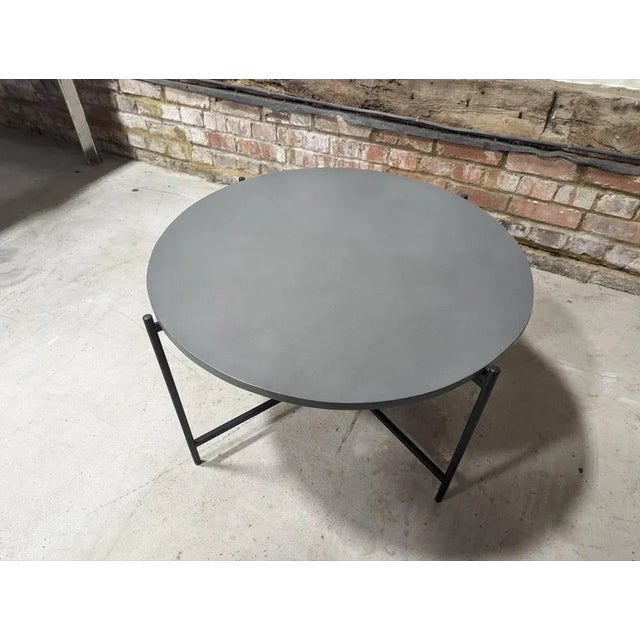 Metal Concrete Top Round Outdoor Table For Sale - Image 7 of 11