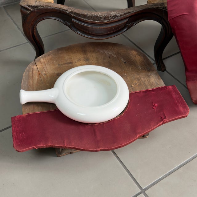 Brown Antique Wooden and Ceramic Dressing Chair from Laveno, 1900s For Sale - Image 8 of 17