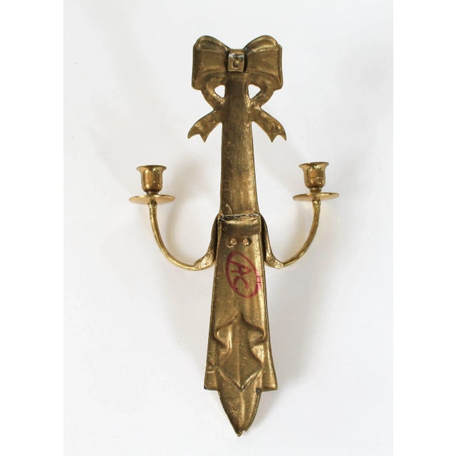 Brass Candle Double Arm Wall Sconce For Sale In Milwaukee - Image 6 of 6