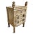 Stunning carved wood nightstand from India with white wash finish and intricate details. Includes a top drawer and cabinet...