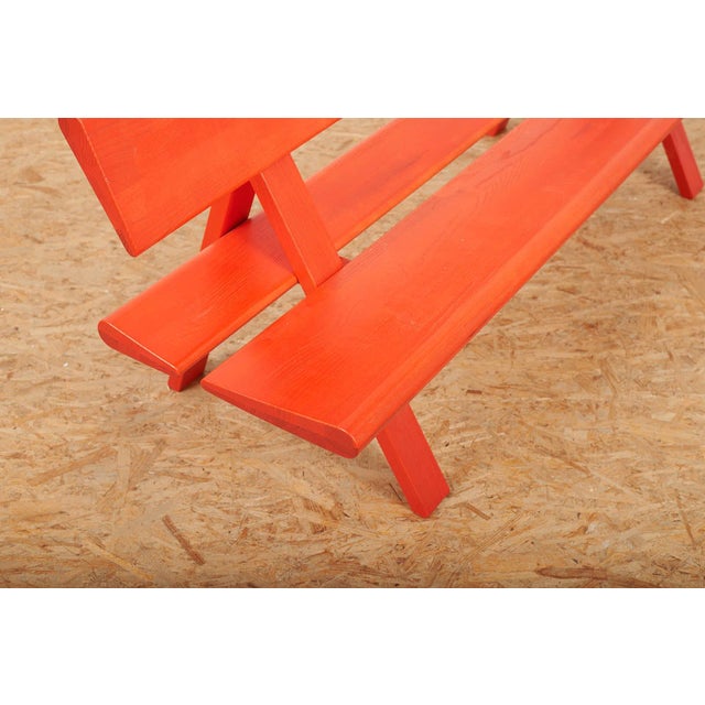 Ash Wood Bench in Stained and Lacquered Red for the Frankfurt Book Fair by Moritz Schmid for Röthlisberger, 2014 For Sale - Image 6 of 12