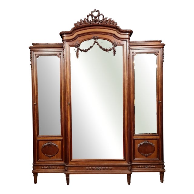 Louis XVI Style Mahogany Bookcase with Projection Top, 1850 For Sale