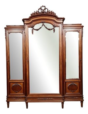 Louis XVI Style Mahogany Bookcase with Projection Top, 1850