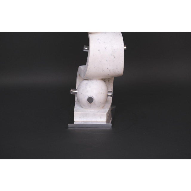 Modern Hugo Verheyen, Incomprehension I Sculpture, 1980s, Carrara Marble and Chromed Metal For Sale - Image 3 of 10