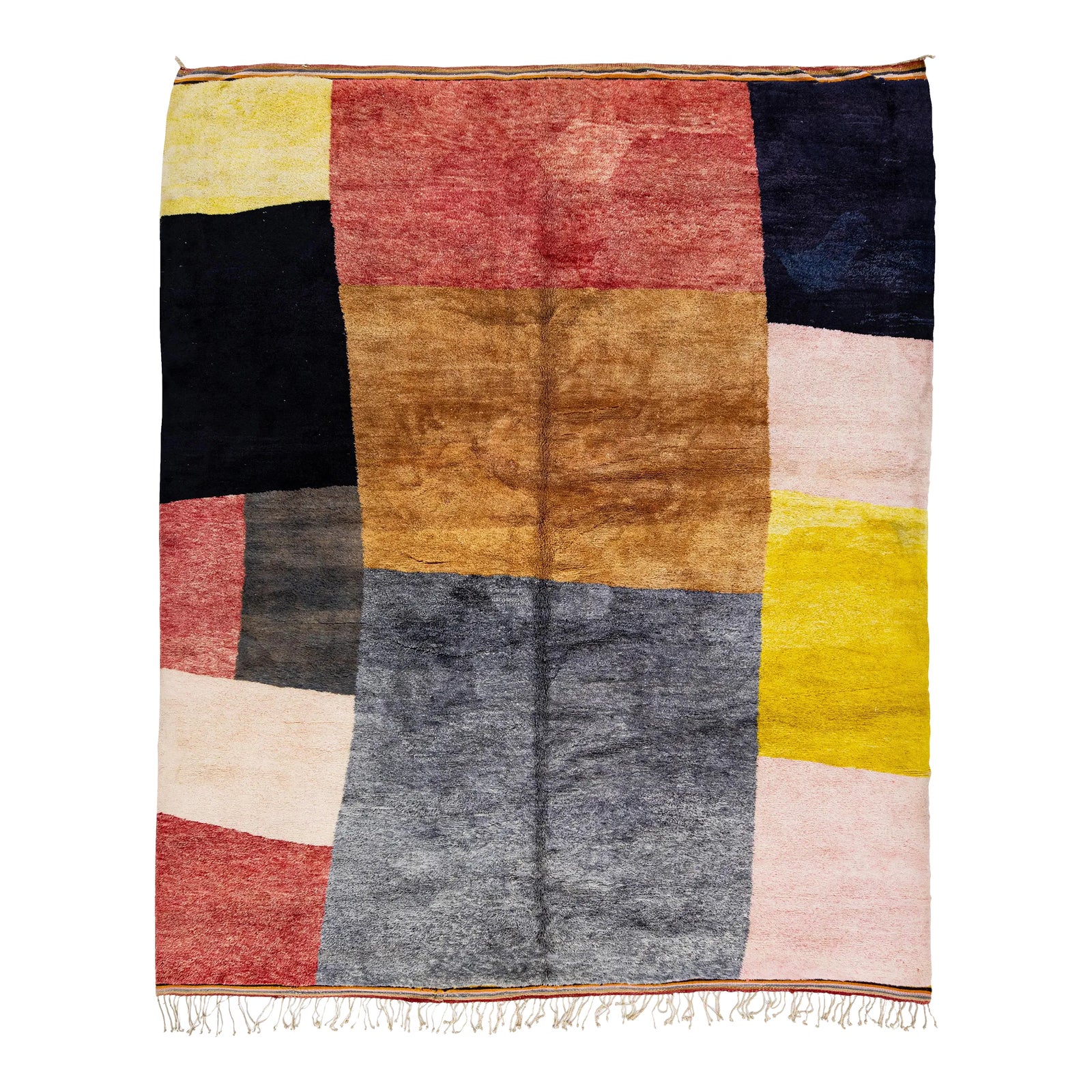 Modern Moroccan Handmade Abstract Multicolor Wool Rug | Chairish