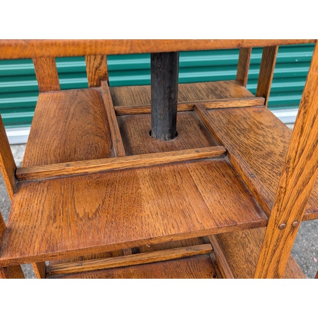 Antique John Danner Oak Five-Tier Revolving Bookcase, Canton Ohio For Sale - Image 11 of 18