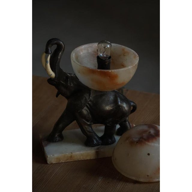 Early 20th Century Art Deco Elephant Table Lamp with Alabaster Globe, 1930s For Sale - Image 12 of 18