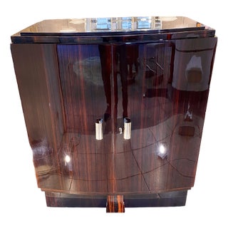 Small Art Deco Macassar Ebony Sideboard with Silvered Bronze Handles, 1930s For Sale