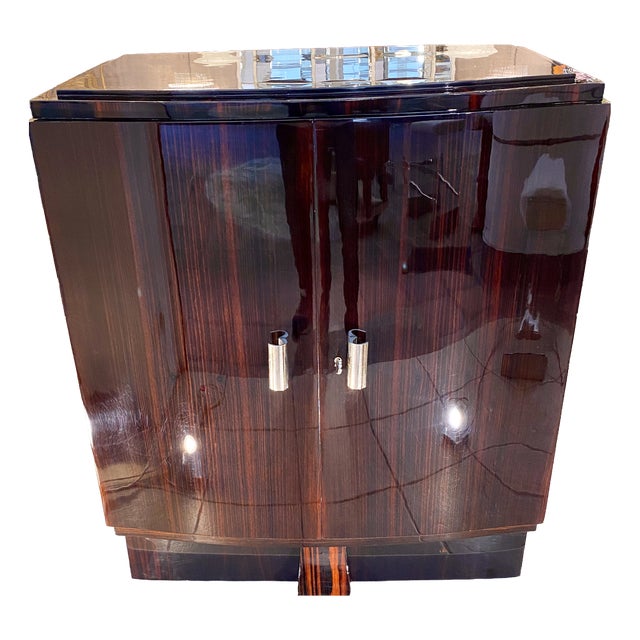 Small Art Deco Macassar Ebony Sideboard with Silvered Bronze Handles, 1930s For Sale