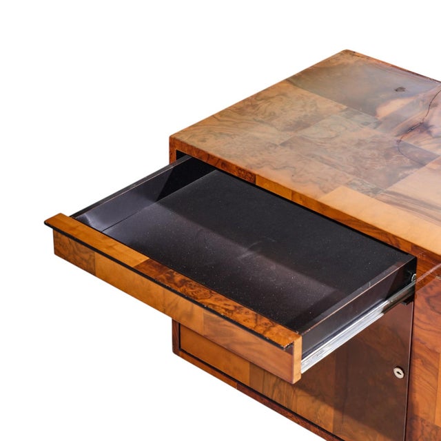 Paul Evans Style Mid Century Patchwork Burlwood Desk For Sale In Chicago - Image 6 of 8