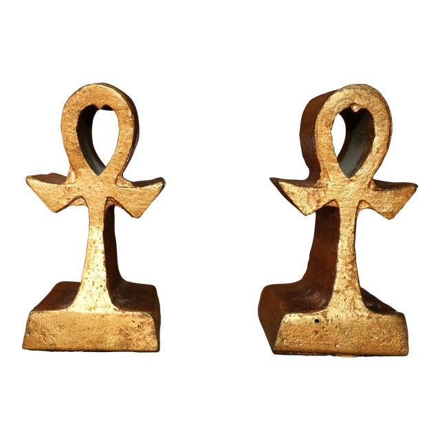 Mid-Century Modern Art Ankh Bookends by C Jere, 1960s For Sale