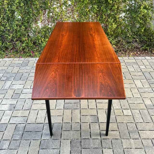 Wood 1970s Restored Danish Modern Rosewood Drop Leaf Expandable Writing Desk For Sale - Image 7 of 9